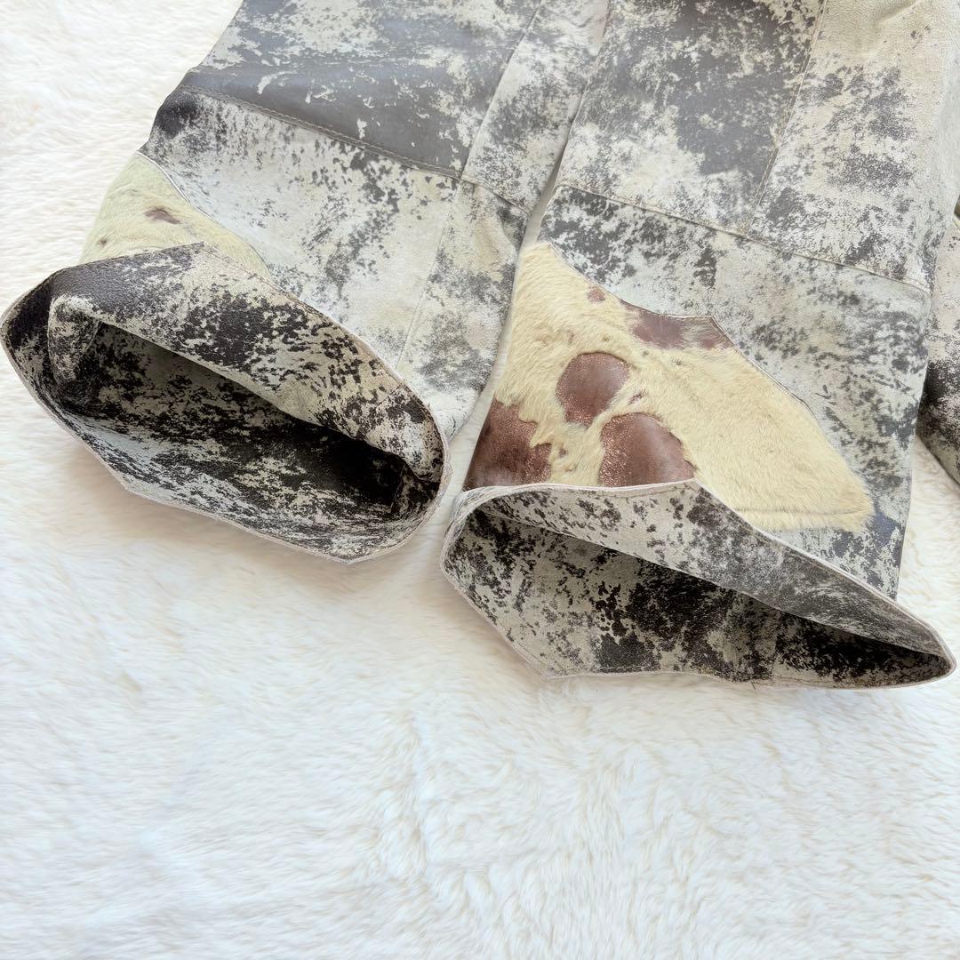 ENAGA パッチワークレザーロングコート　2XL ギザギザカット　派手　香港製