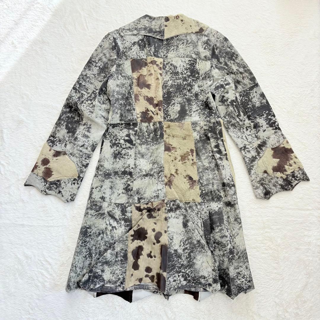 ENAGA パッチワークレザーロングコート　2XL ギザギザカット　派手　香港製