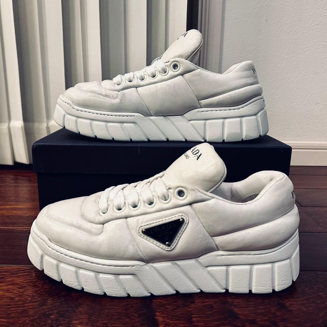 PRADA｜パデッドナッパレザー 厚底 スニーカー EU37