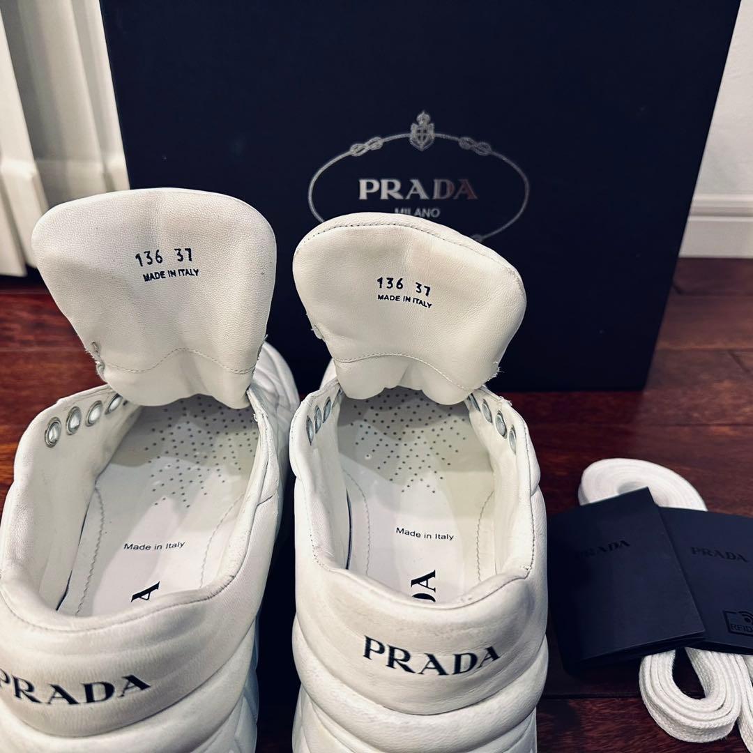 PRADA｜パデッドナッパレザー 厚底 スニーカー EU37