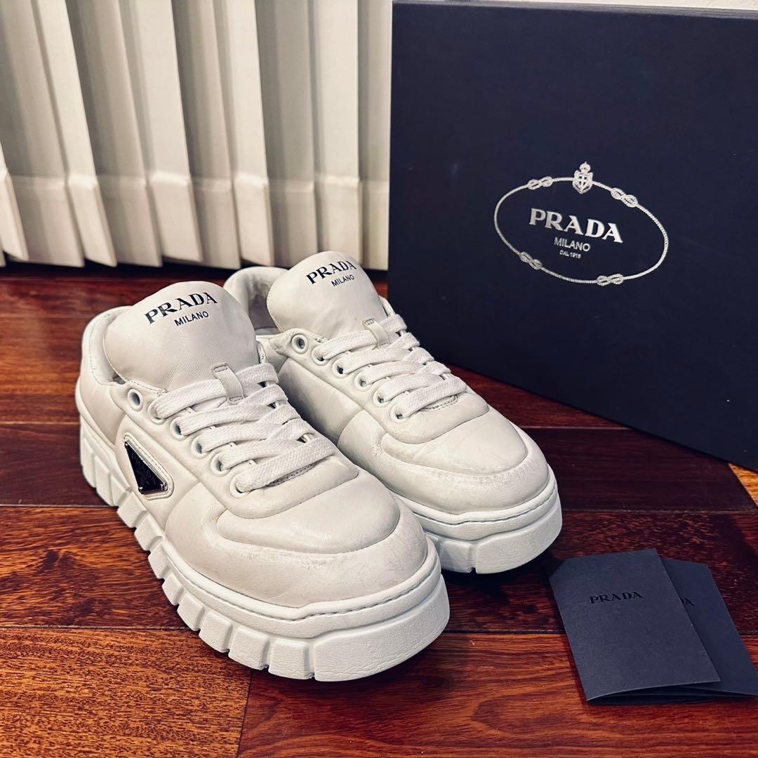 PRADA｜パデッドナッパレザー 厚底 スニーカー EU37