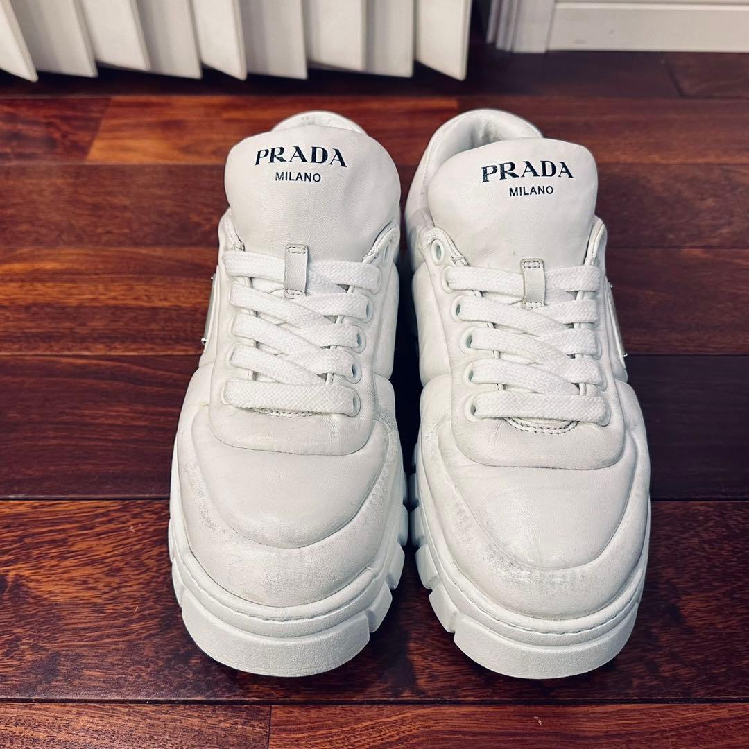 PRADA｜パデッドナッパレザー 厚底 スニーカー EU37