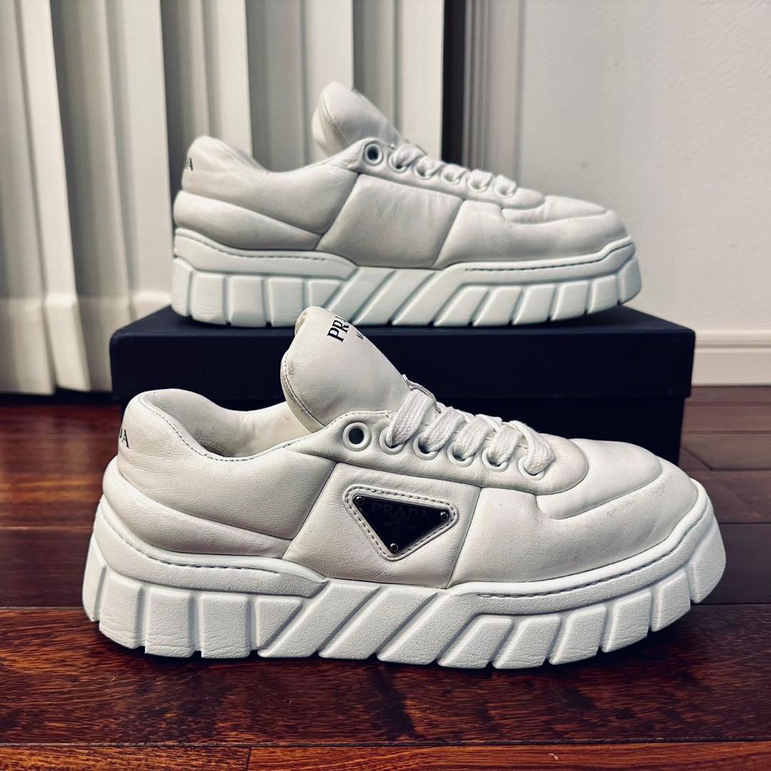 PRADA｜パデッドナッパレザー 厚底 スニーカー EU37