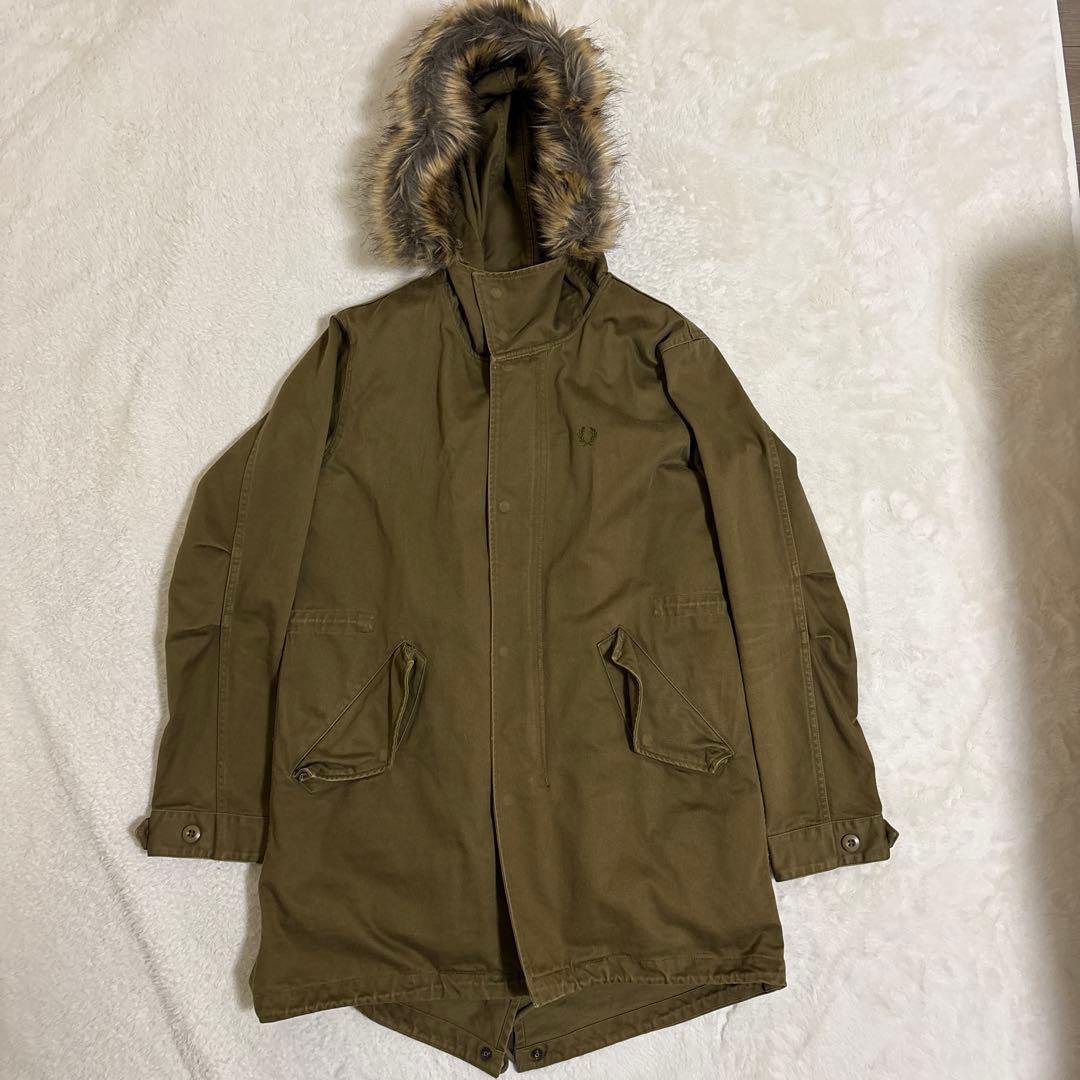FRED PERRY モッズコート S カーキ ライナー付 ブロックチェック