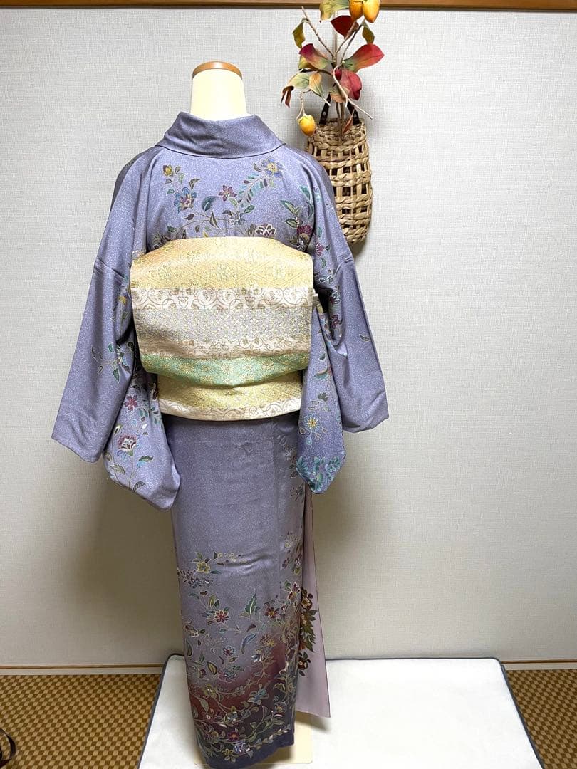 正絹　袷　訪問着　枝垂れ唐花　身丈（肩から）163㎝