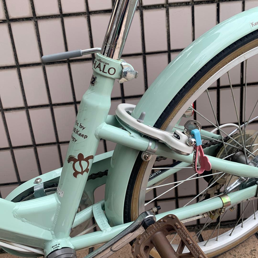 【POM】MAHALOジュニア ミントグリーン 自転車 変速機付き　22