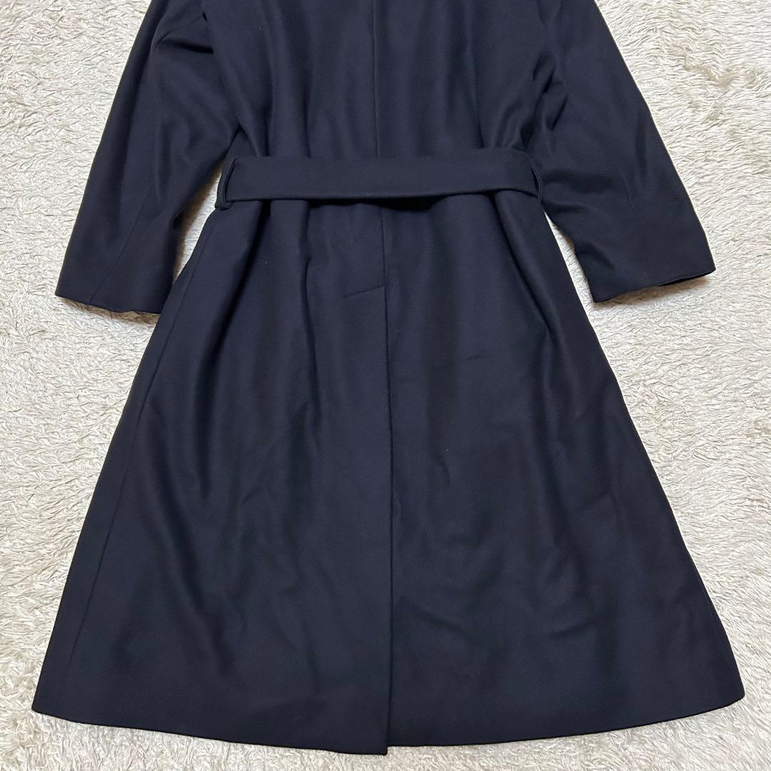 極美品 イーヴォ ウールコート BRINDISI ネイビー ベルト ダブル 44