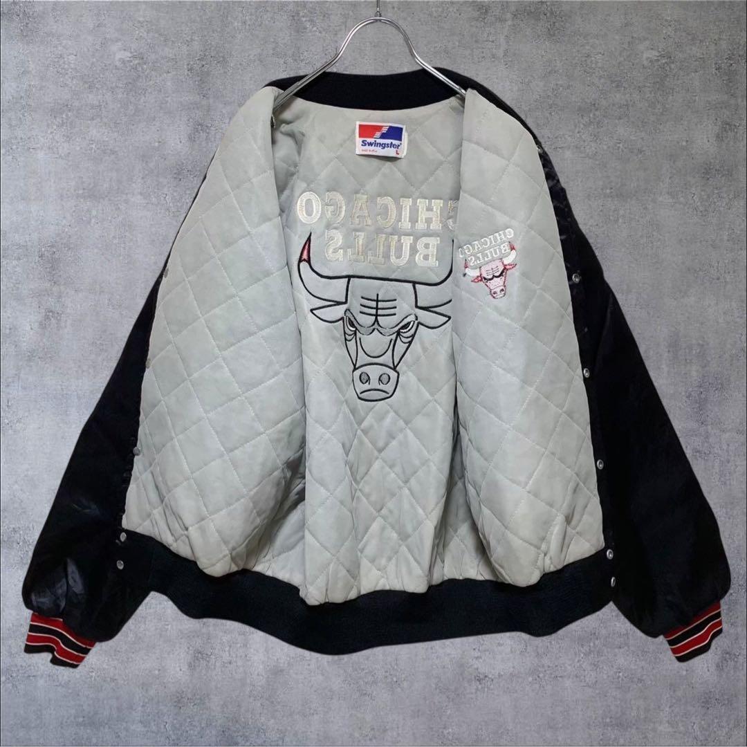 w835】Chicago Bulls 中綿サテンジャケット USA製 90s
