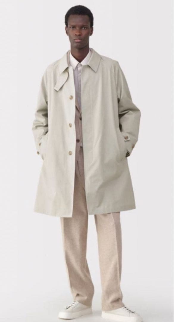 新品 MUJI Labo 高密度コットンシングルブレストコート L ステンカラー