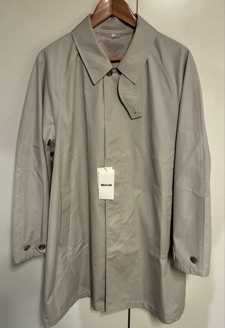 新品 MUJI Labo 高密度コットンシングルブレストコート L ステンカラー