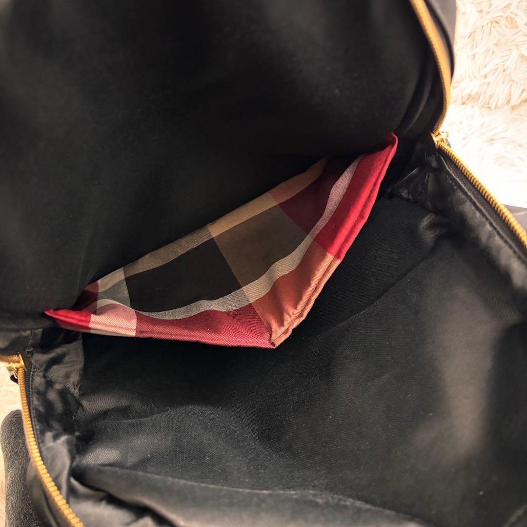 【美品】バーバリー ブルーレーベル クレストブリッジ リュック ナイロン 黒