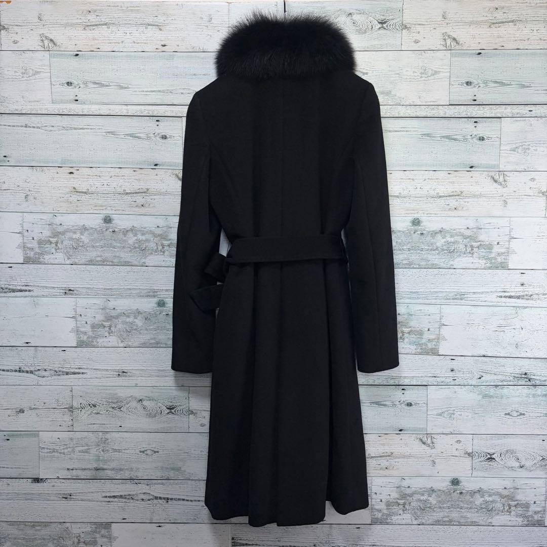 ☆美品☆ アナイ　アンゴラロングコート　ブルーフォックスファー襟　ベルト付き