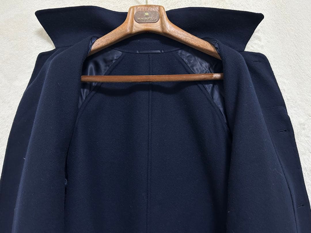 【美品】UNITED ARROWS メンズ ウール ステンカラーコート L 紺