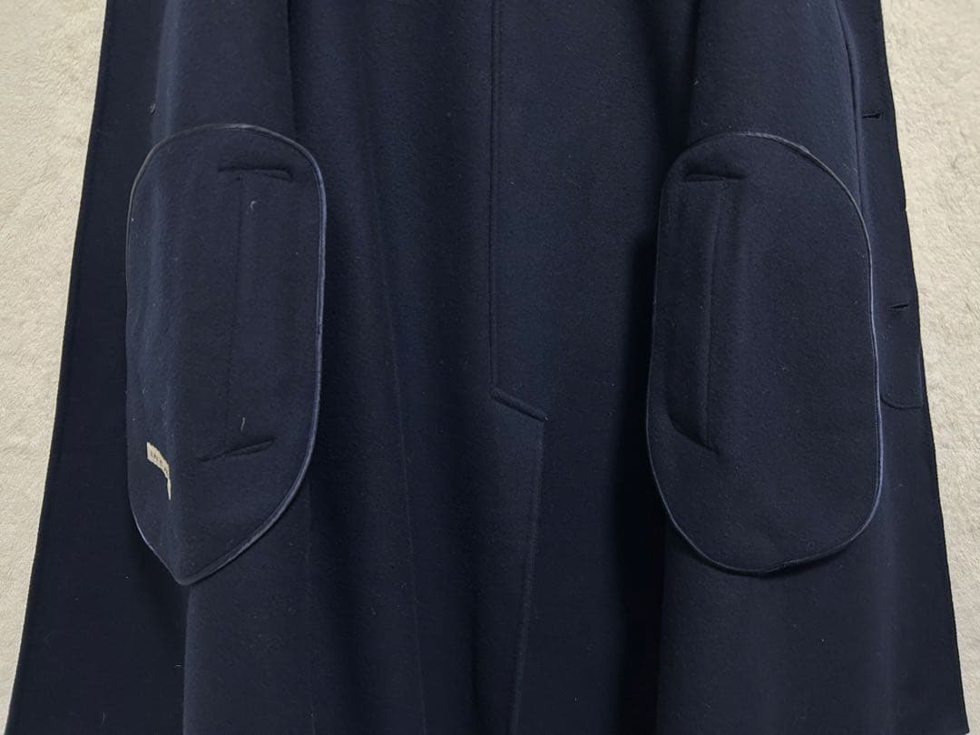 【美品】UNITED ARROWS メンズ ウール ステンカラーコート L 紺