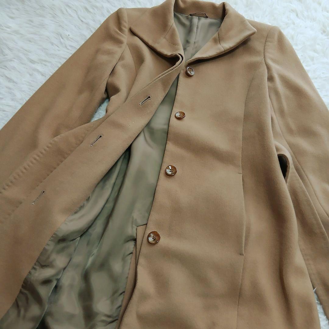 【ANAYI】カシミヤ　100％　比翼　ベルト付き　ロングコート　ベージュ