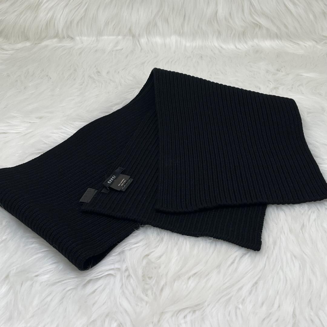 グッチ　GUCCI 極美品　ウール マフラー　イタリア製　ブラック