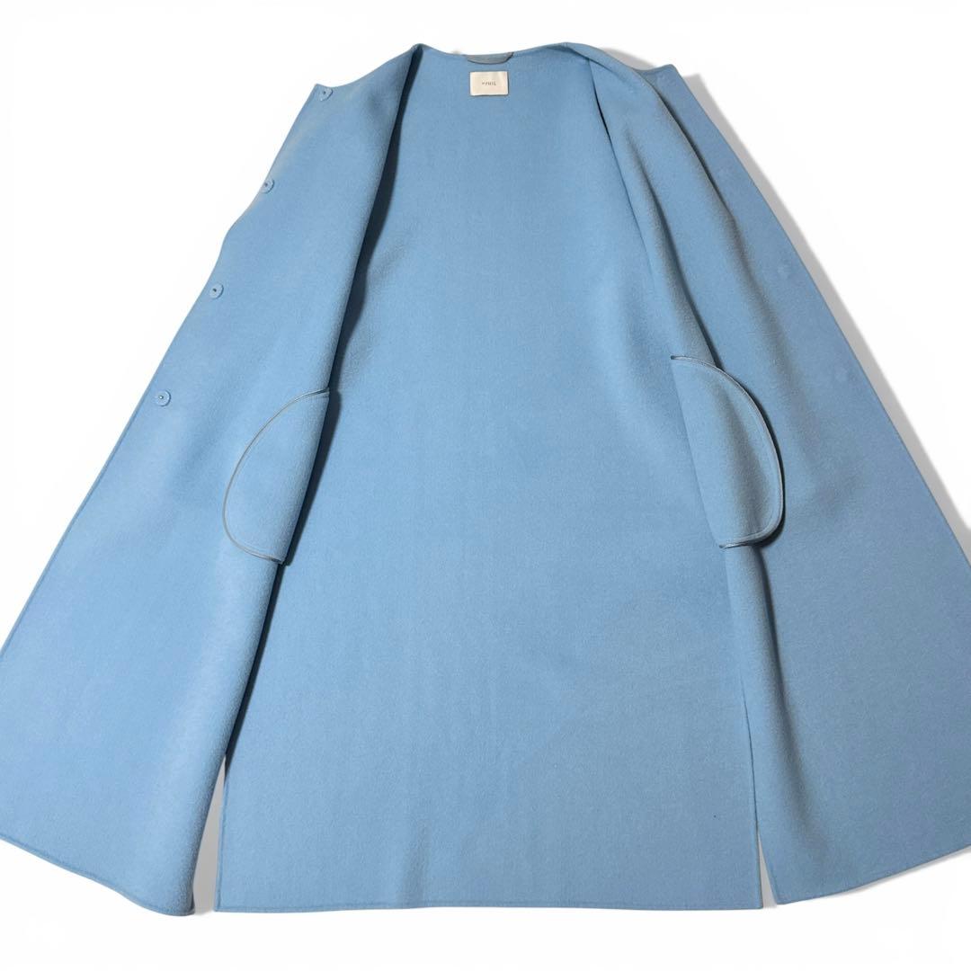 極美品✨️定価7.5万　ルフィル　ストール付きソフトウールリバーノーカラーコート﻿