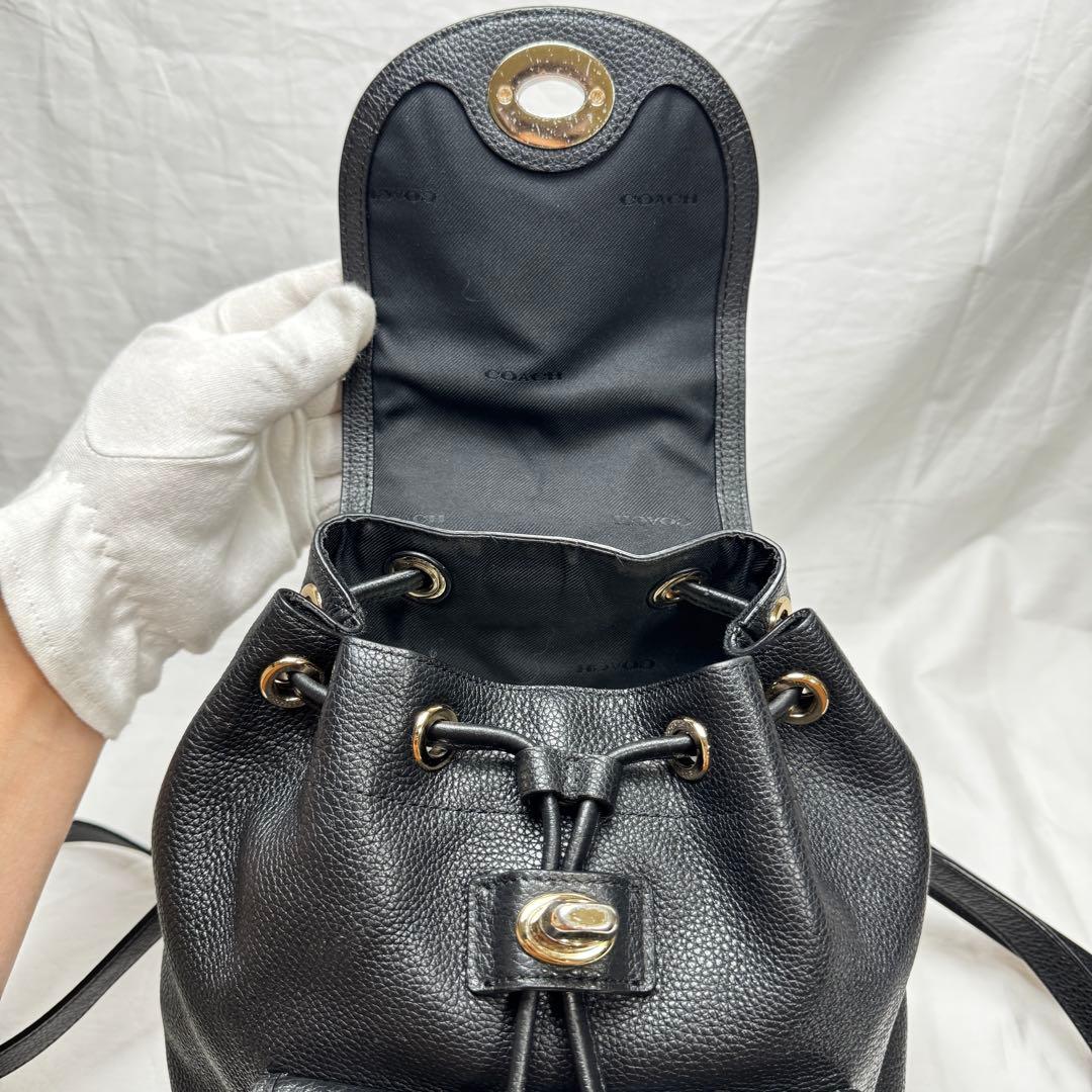 coach コーチ　37581 リュックサック　ターンロック　レザーブラック　黒