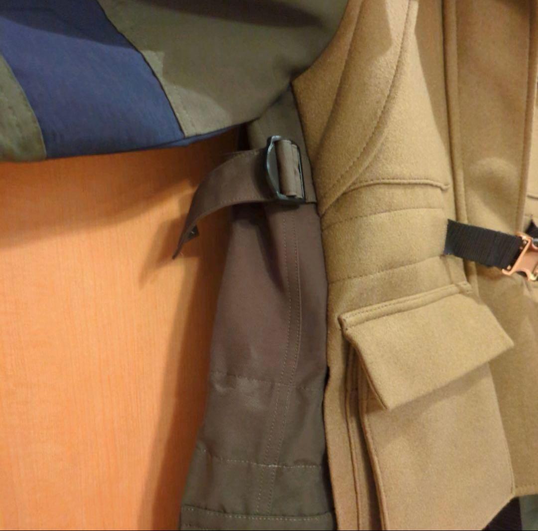 sacai 2021秋冬 カラーブロックミ リタリーコート　サイズ1