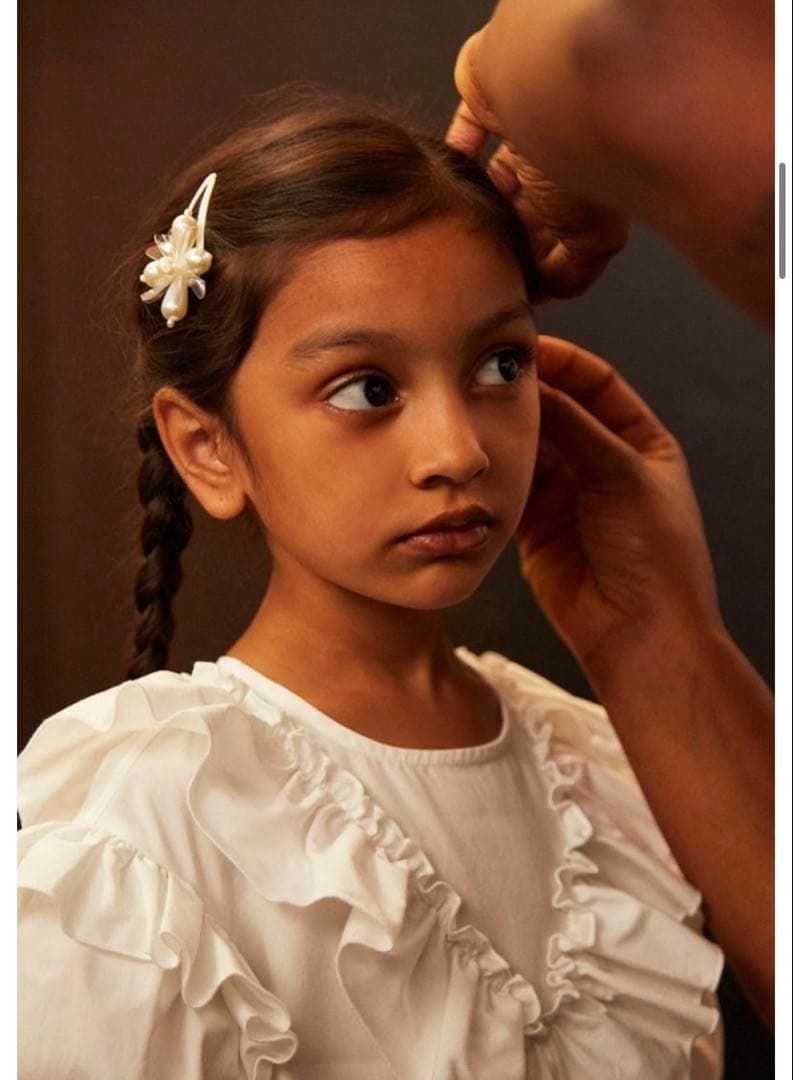 simone rocha× kidsキッズフリル付き白ドレスワンピース