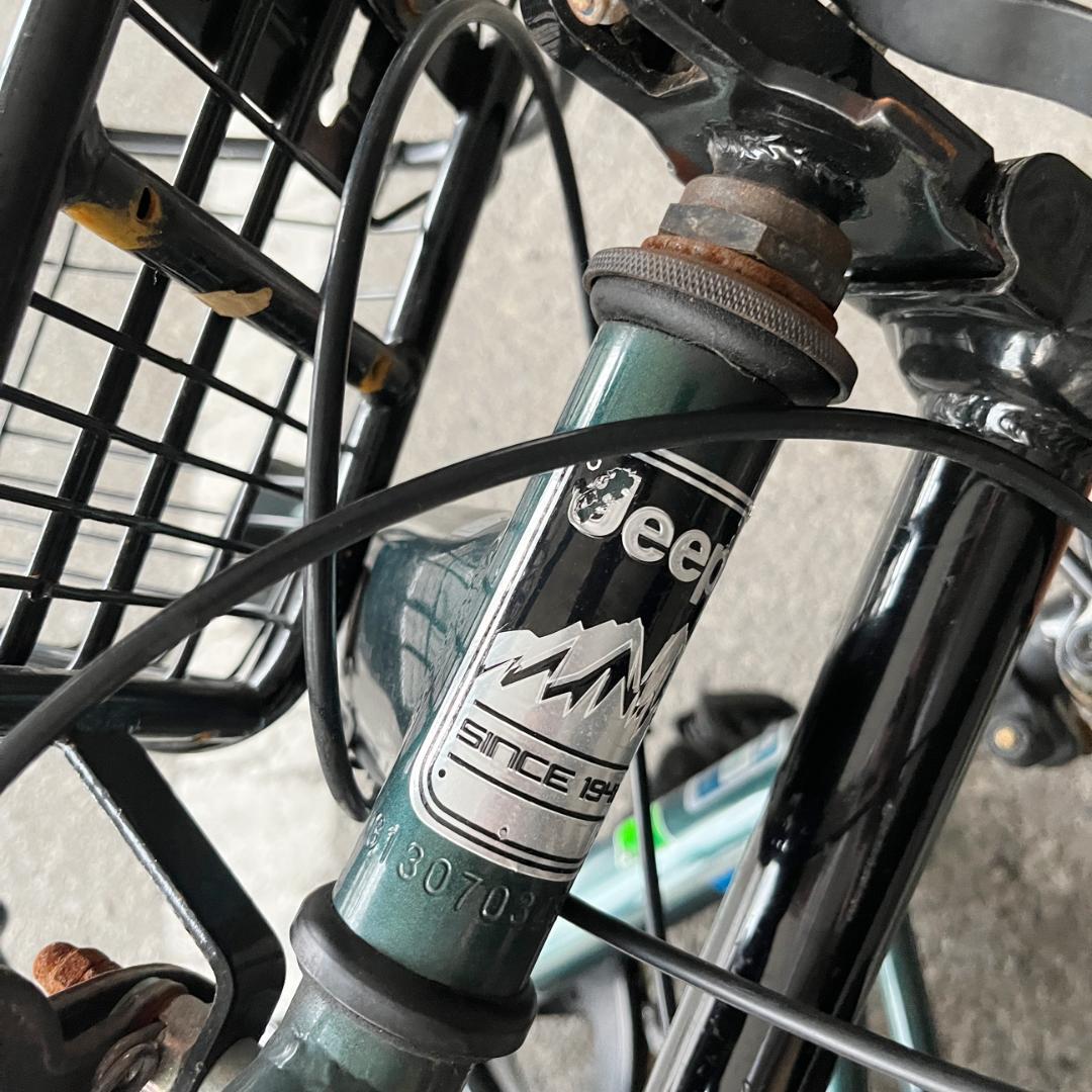 Jeep 折りたたみ自転車 ミニベロ グリーン 前バスケット付き