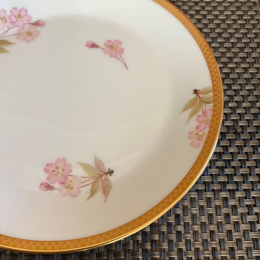 【未使用】大倉陶園　歳時記シリーズ　桜　市松　金彩　皿　16.5cm 2枚　貴重