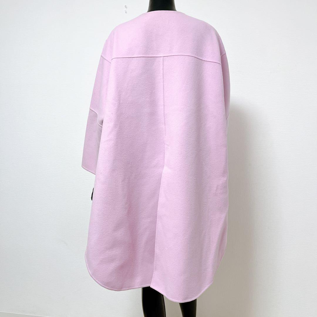 [LE PHIL] ル フィル ベルト付きノーカラーポンチョコート ピンク