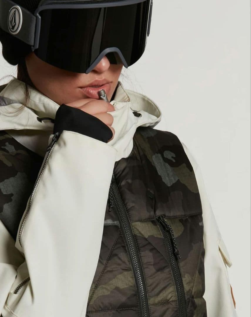 VOLCOM 迷彩柄フード付きスノーボード ジャケット 4in1 Sサイズ