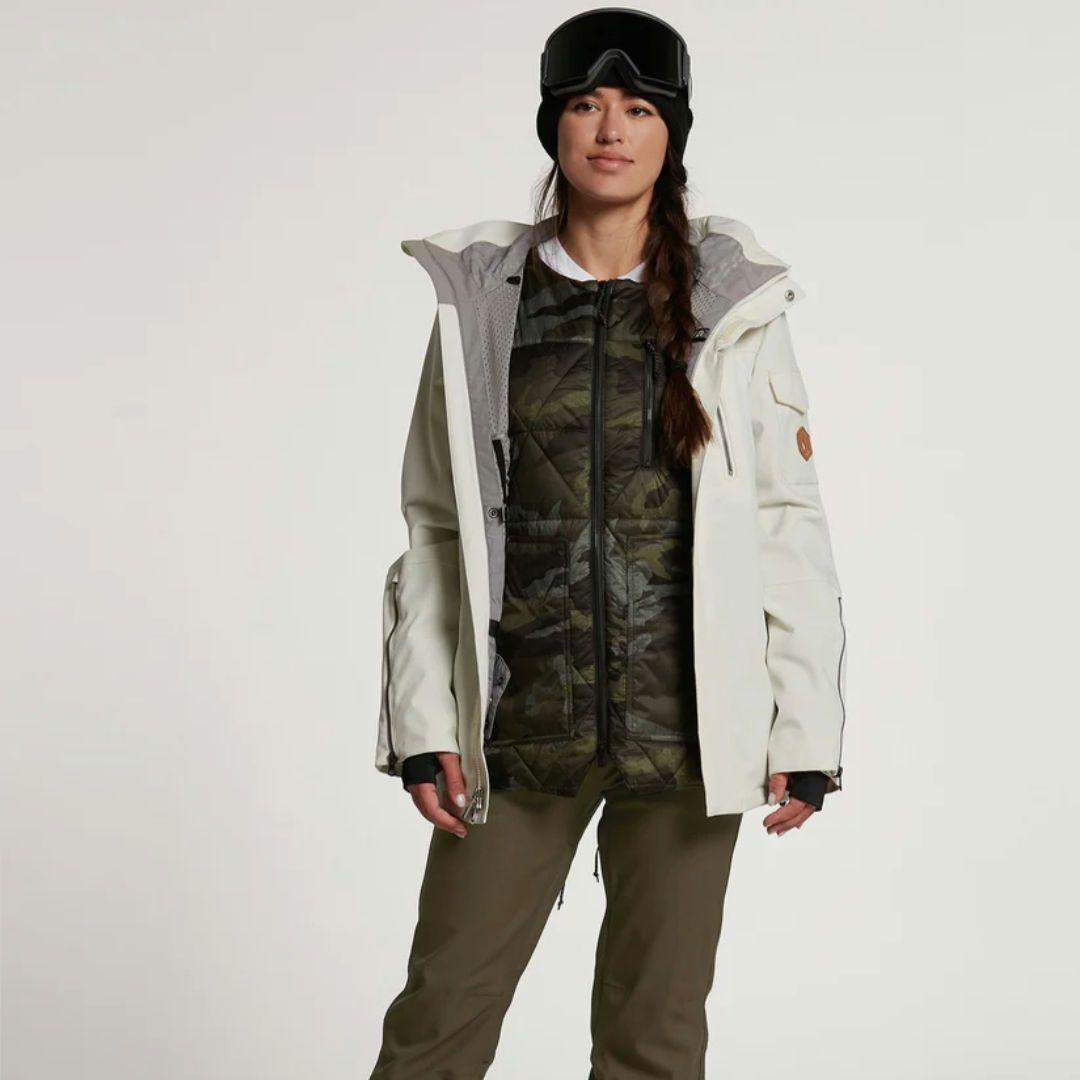 VOLCOM 迷彩柄フード付きスノーボード ジャケット 4in1 Sサイズ