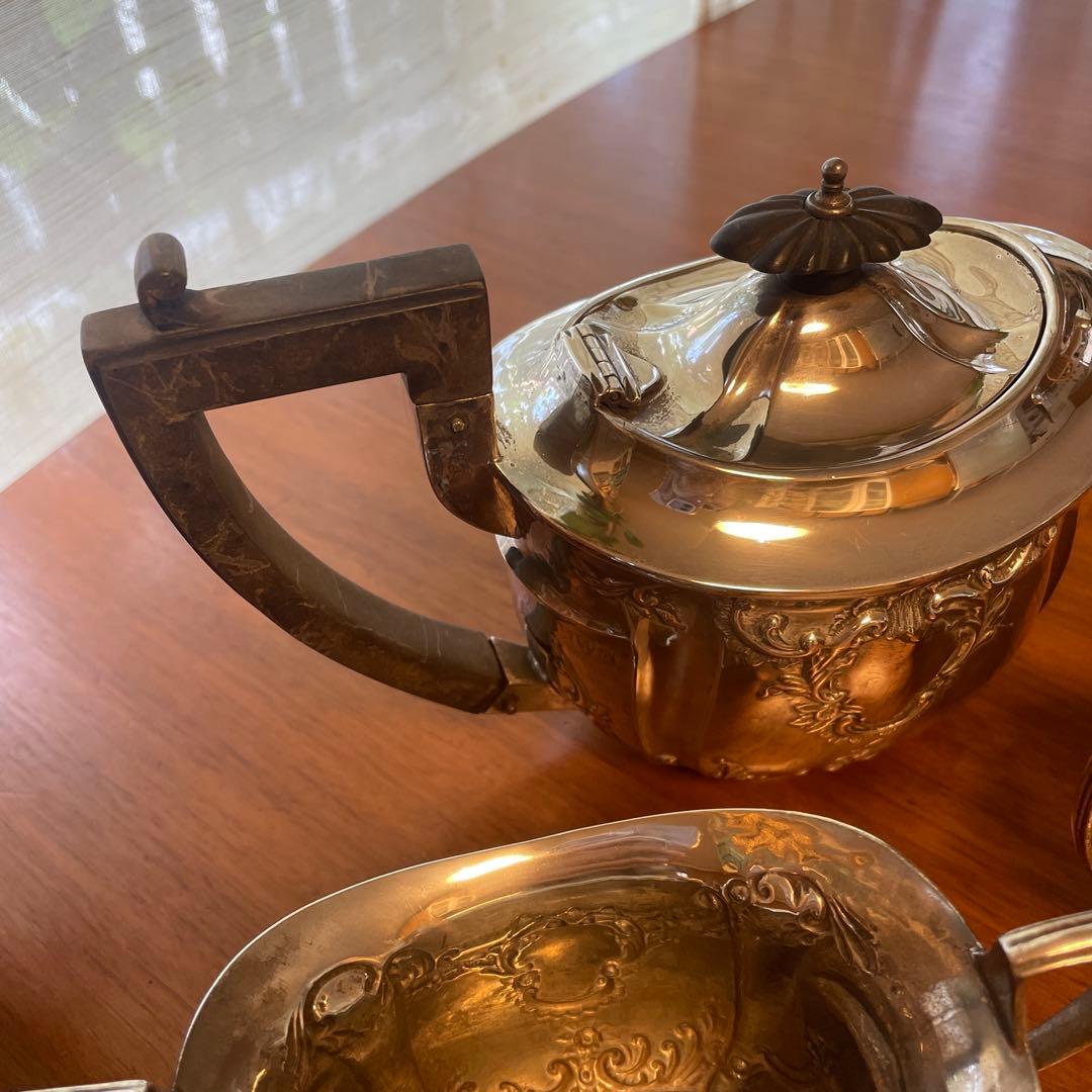 英国製　純銀　アンティーク ティーセット 3点セット