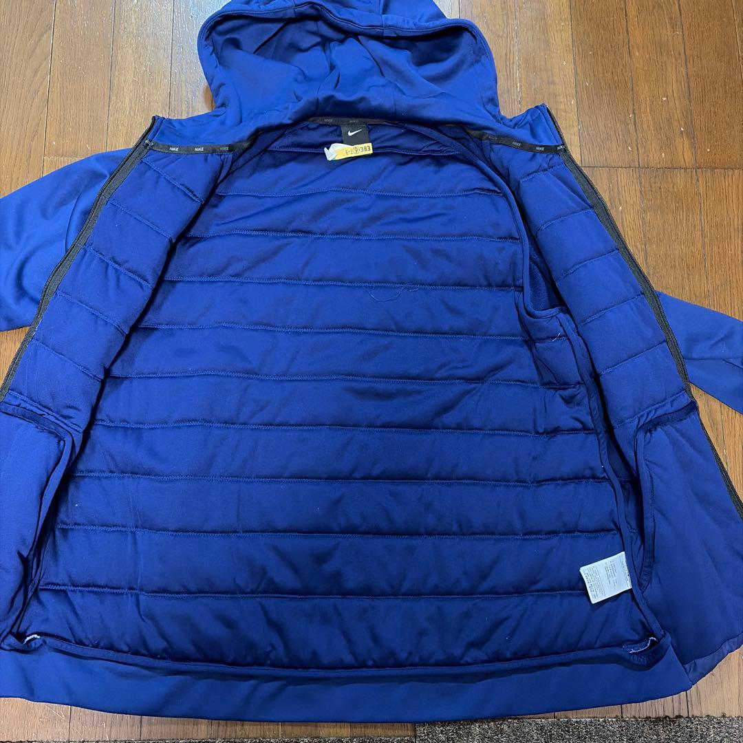 【中古美品】NIKE ナイキ フルジップ中綿ジャケットフード付 XXL/NV