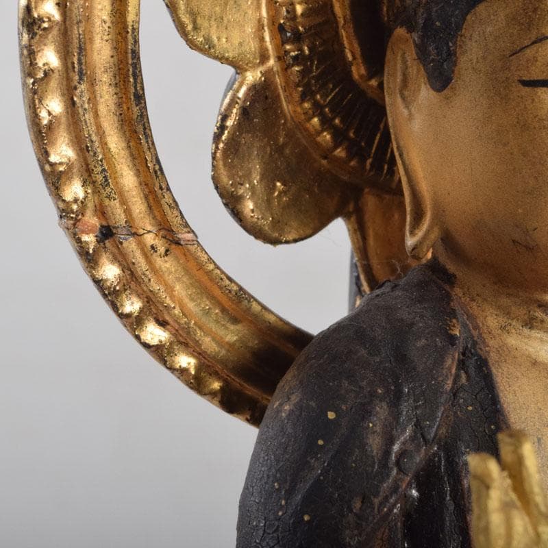 仏教美術 木彫 金彩彩色 仏像 置物 C 8624