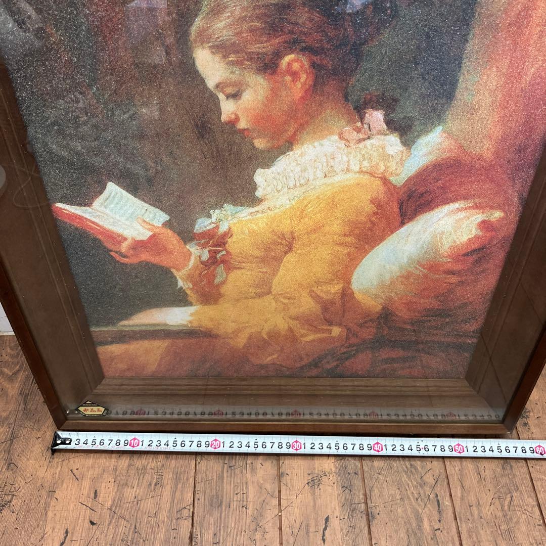 水晶画 フラゴナール 読書する娘 名画 絵画 貴石画 宝石画 アート 壁掛け