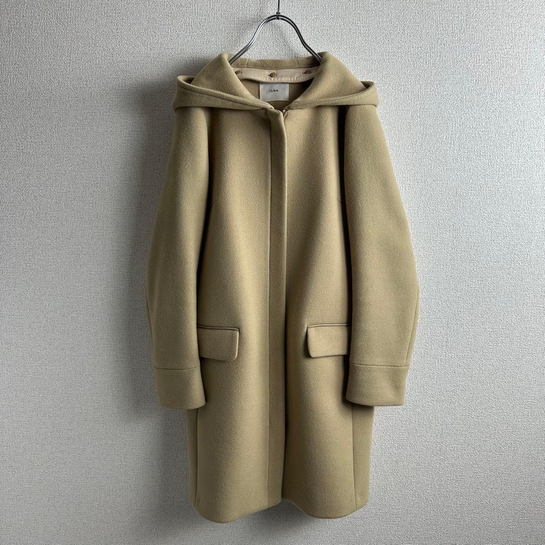 美品 IENA イエナ 二重織りシャルムフードコクーンコート ベージュ