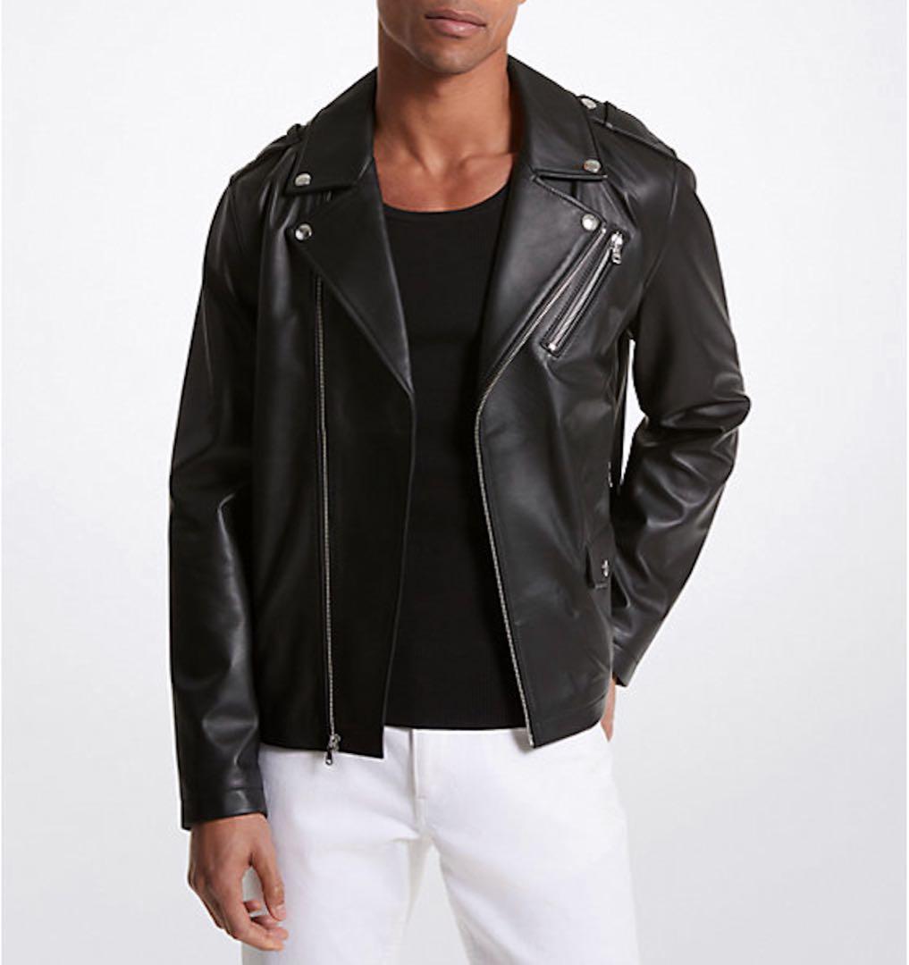 新品 定価14万 マイケルコース ラム レザー ダブル ライダース 黒