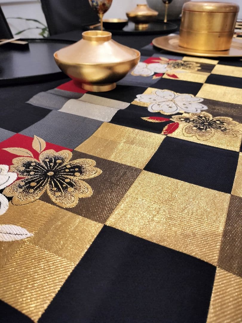 A644★逸品‼️豪華刺繍‼️ひな祭り‼️袋帯正絹テーブルランナー2m16cm