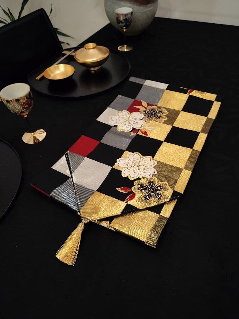 A644★逸品‼️豪華刺繍‼️ひな祭り‼️袋帯正絹テーブルランナー2m16cm