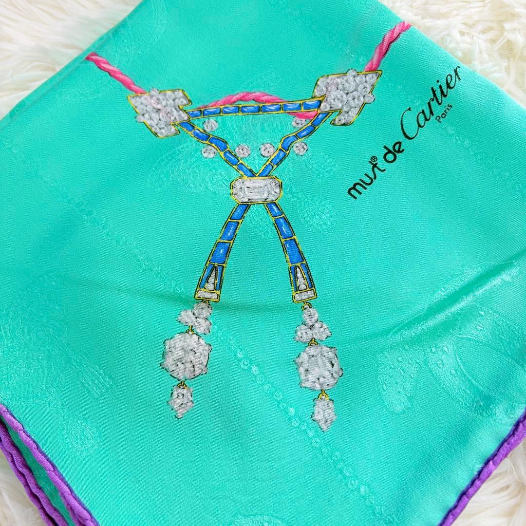 ヴィンテージ　カルティエ　シルクスカーフ大判85cm