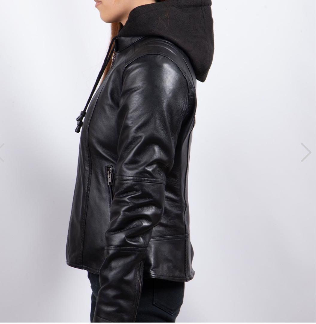 DEGNER デグナーシングルライダースジャケットフーディジャケット　2way