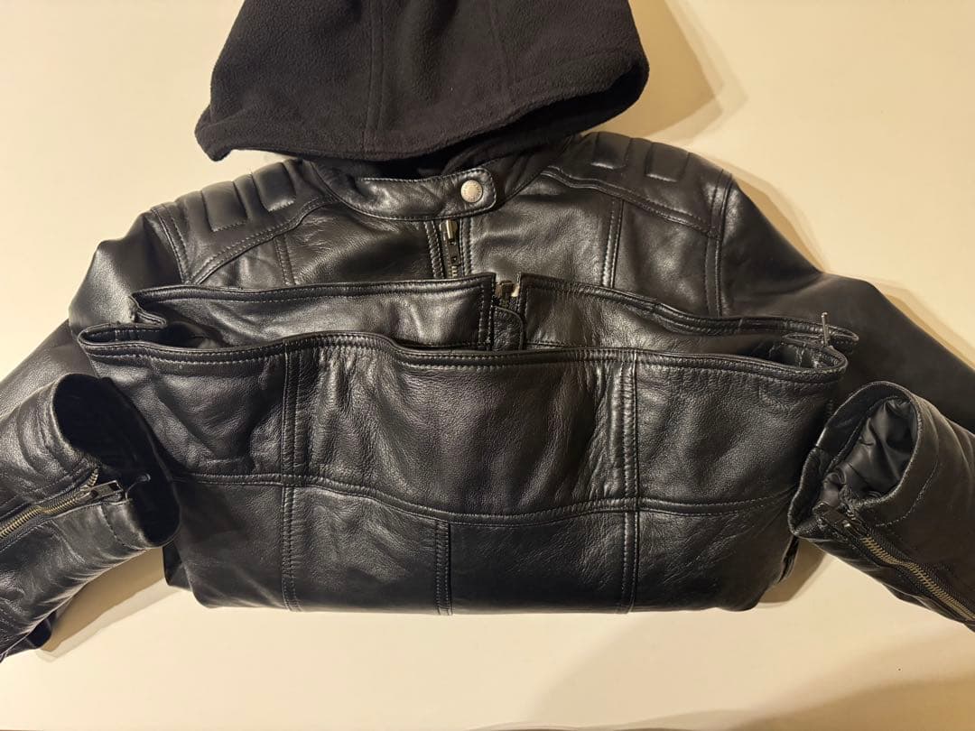 DEGNER デグナーシングルライダースジャケットフーディジャケット　2way