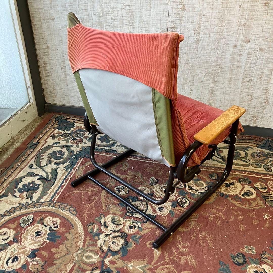 北欧レトロ フクキン ベロアリクライニングチェア アームチェア オットマン付き