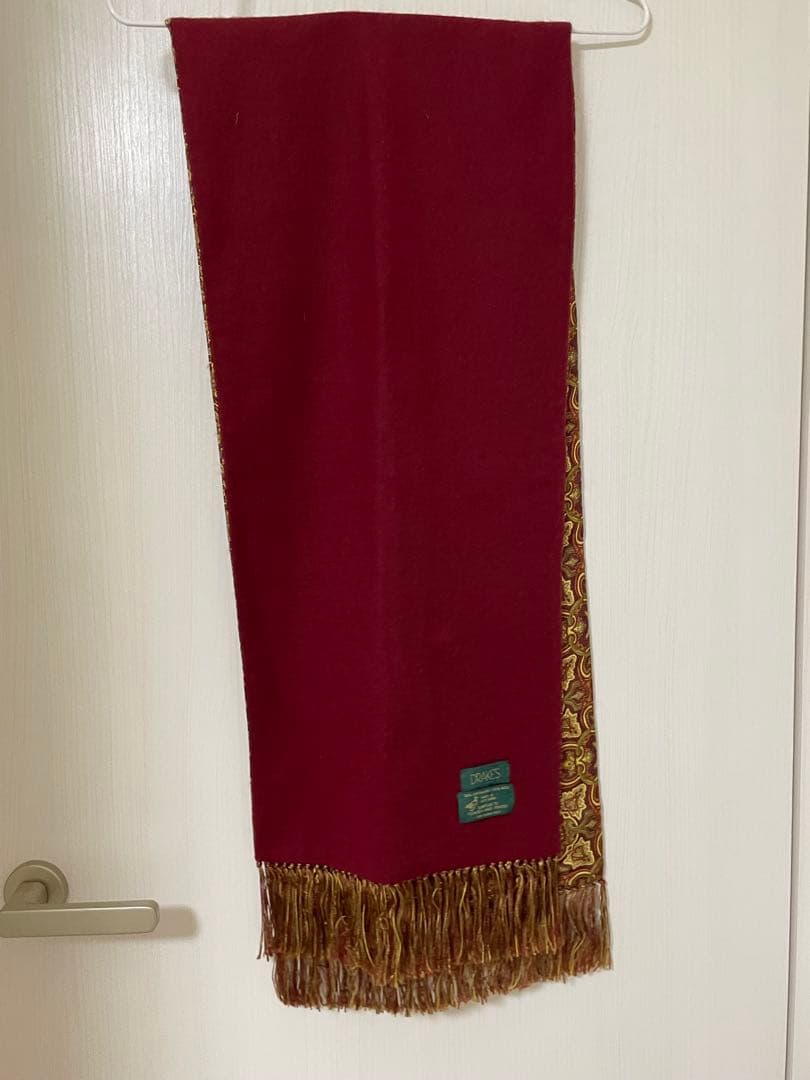 DRAKE'S ボルドー マフラー カシミヤ混