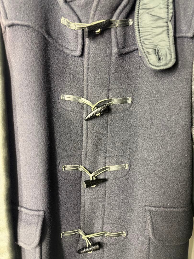 ジンヤワタナベマンx gloverall 袖レザーダッフルコート 紺　サイズM