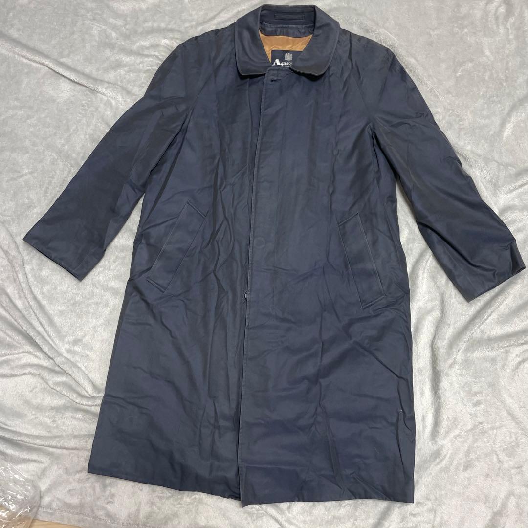 アクアスキュータム　ネイビー　ステンカラーコート　ロングコート　ライナー付き