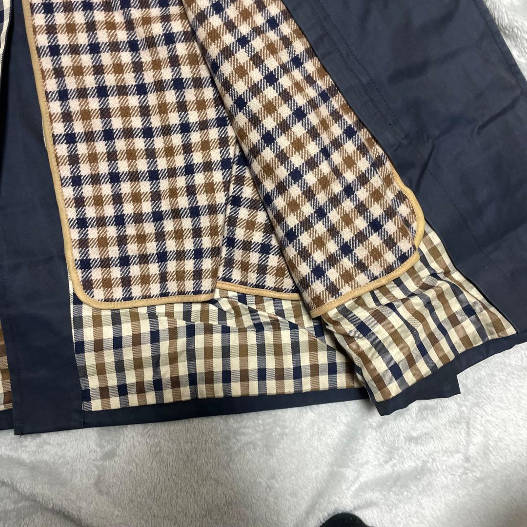 アクアスキュータム　ネイビー　ステンカラーコート　ロングコート　ライナー付き