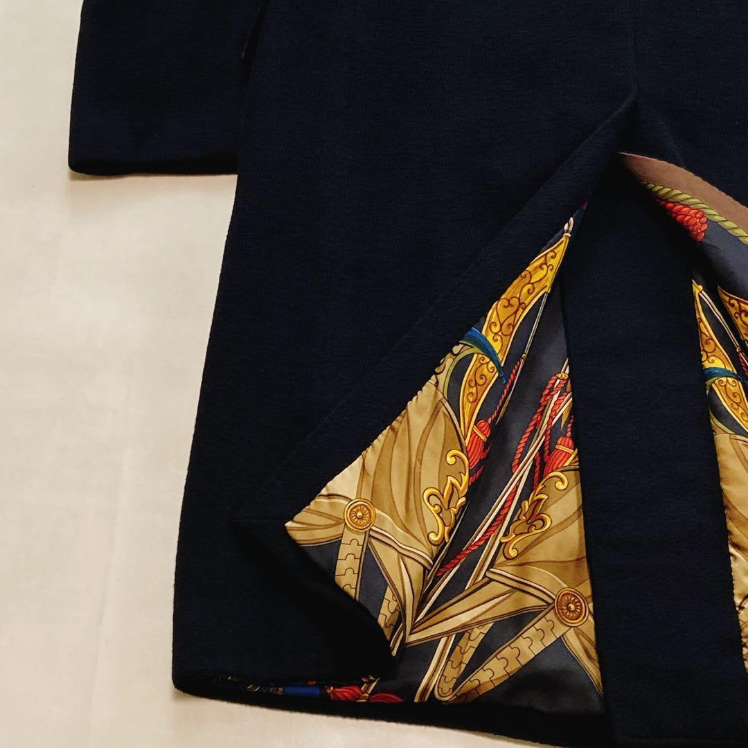 ヘルノ カシミヤ シルク100 ダブルチェスターコート52XL スカーフ柄