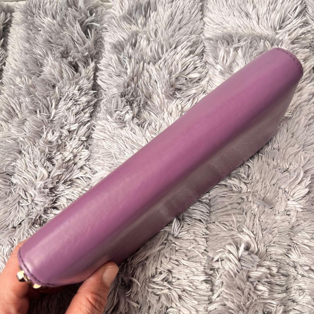 GUCCI ラウンドファスナー　バンブー　シボレザー　パープル　長財布