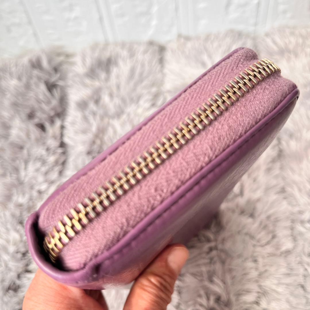 GUCCI ラウンドファスナー　バンブー　シボレザー　パープル　長財布