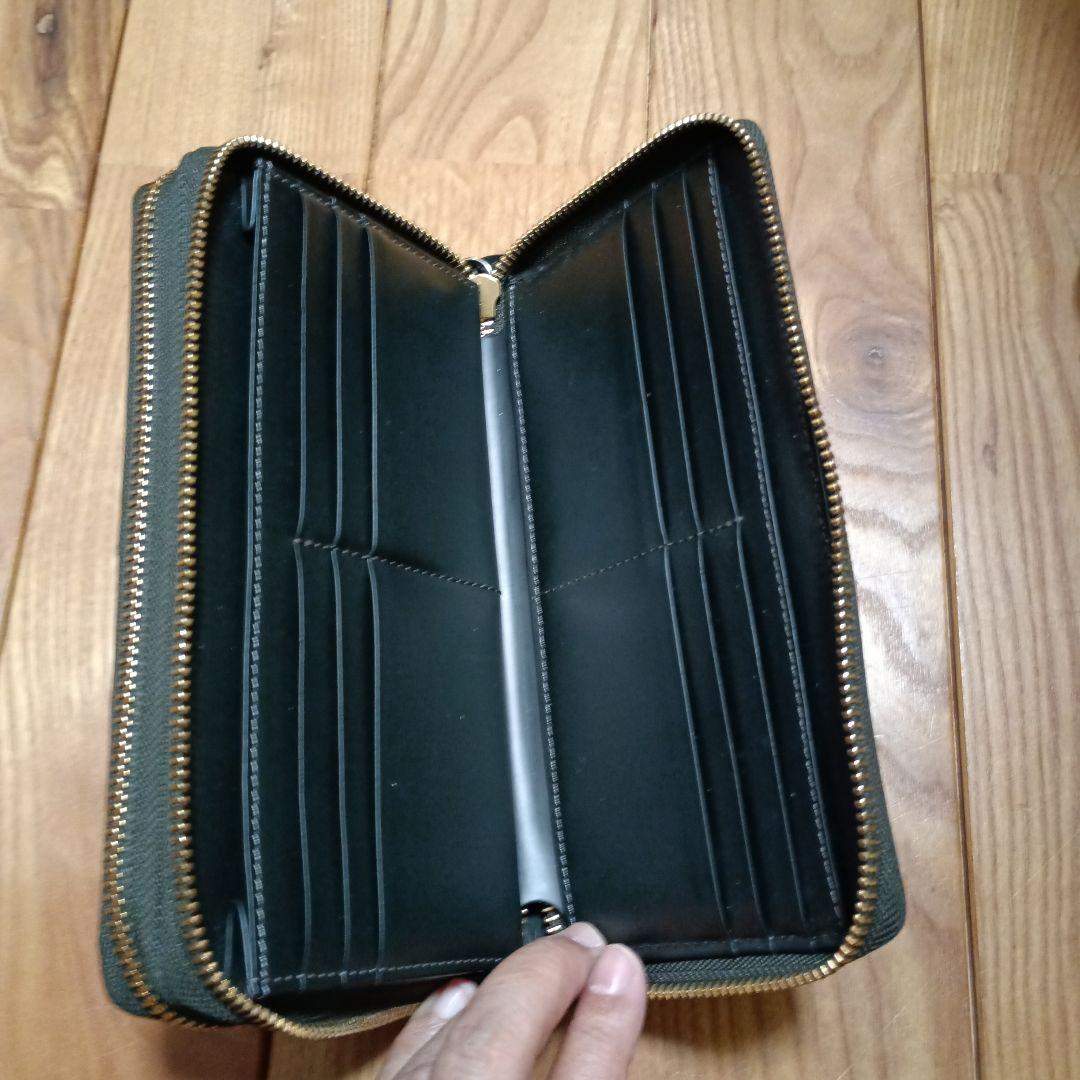 黒川鞄店　グリーンコードバン 長財布 ゴールドファスナースマホも入る