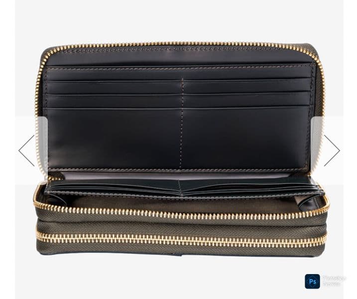 黒川鞄店　グリーンコードバン 長財布 ゴールドファスナースマホも入る